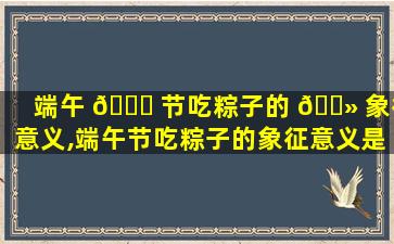 端午 🐟 节吃粽子的 🌻 象征意义,端午节吃粽子的象征意义是什么
